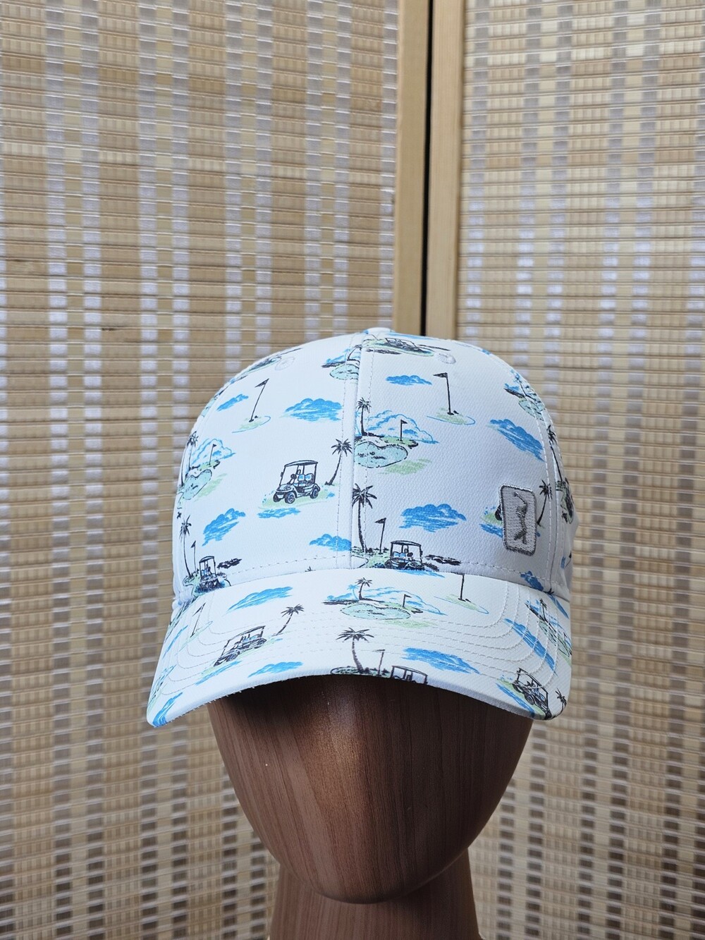 PGA TOUR Men’s Golf Hat White Graphic Print Adjustable Snapback One Size NWT
